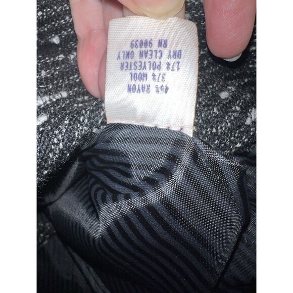 Florine Wachter Blazer Womens Sz 14 USA Black Cropped Zip Up Wool Tweed Career - Picture 6 of 7